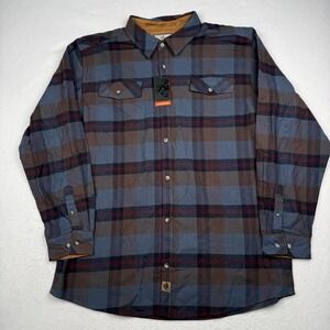 Legendary Whitetails Shirt Mens 2XLT Blue Stretch Flannel Long Sleeve Button Up